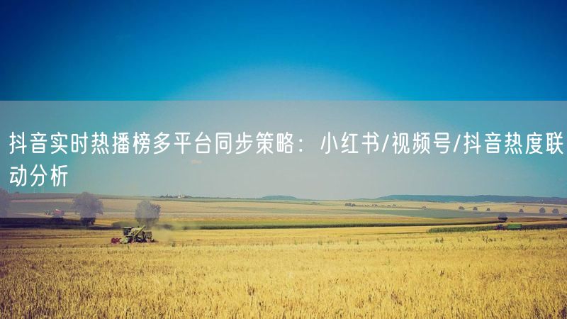 抖音实时热播榜多平台同步策略：小红书/视频号/抖音热度联动分析