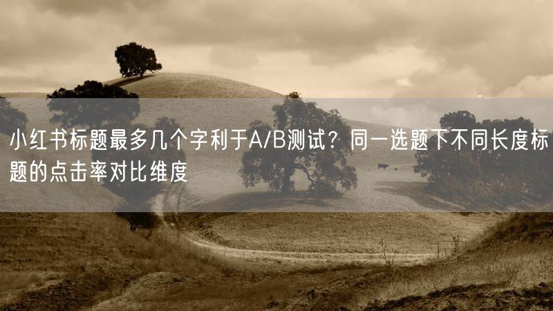 小红书标题最多几个字利于A/B测试？同一选题下不同长度标题的点击率对比维度