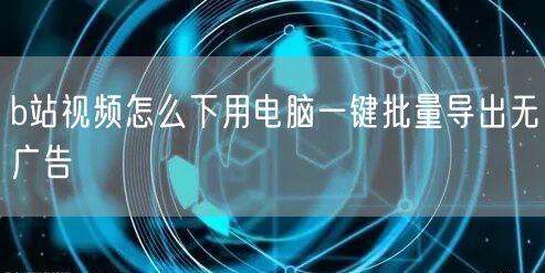 b站视频怎么下用电脑一键批量导出无广告
